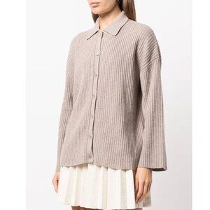 Reformation Fantino Cashmere Collared Cardigan (Oatmeal, size S)